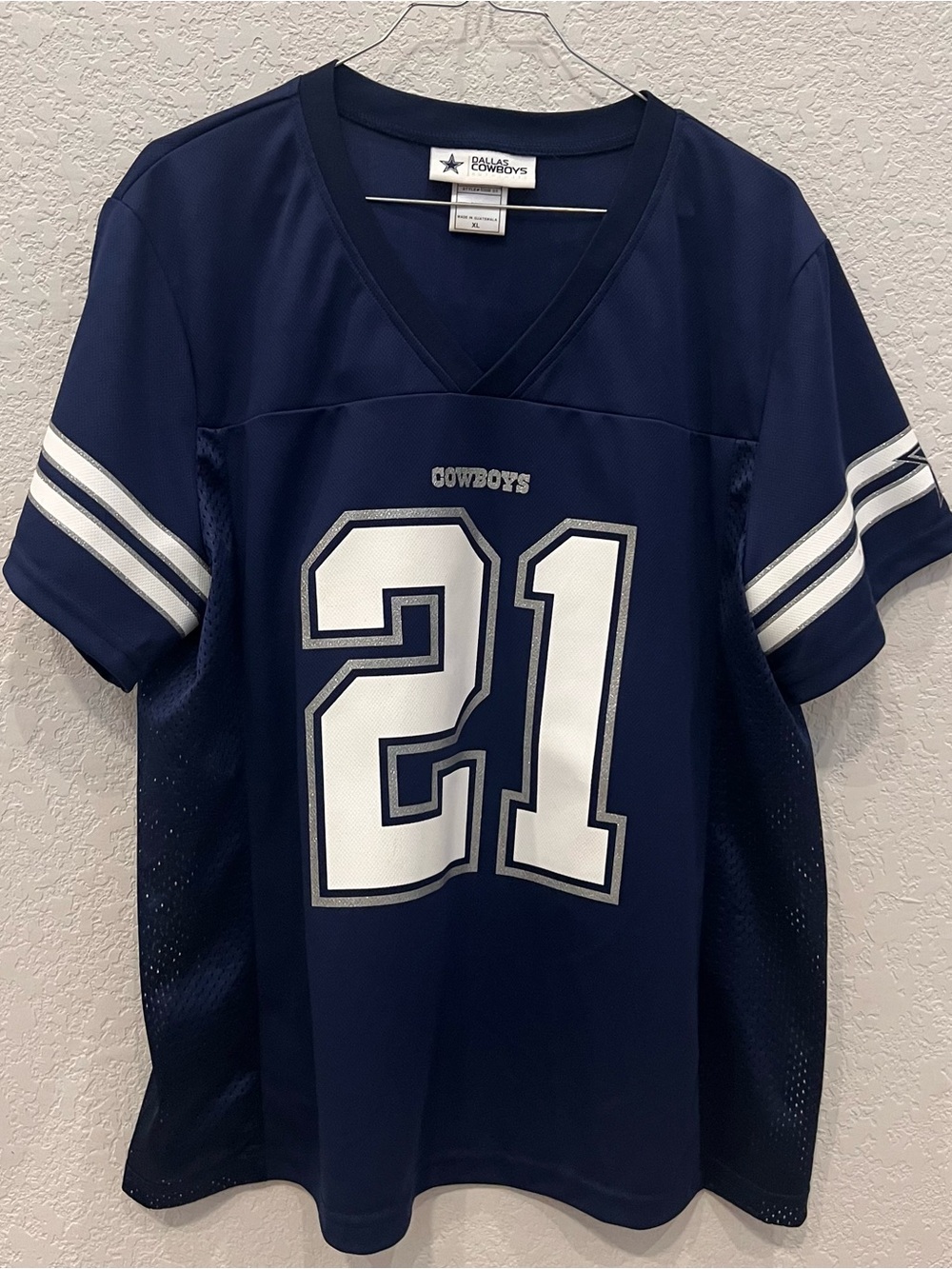 NFL Dallas Cowboys Navy and White #21 Football Jersey